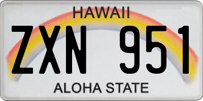 HI license plate ZXN951