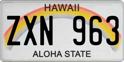 HI license plate ZXN963