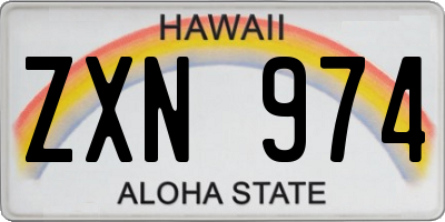 HI license plate ZXN974