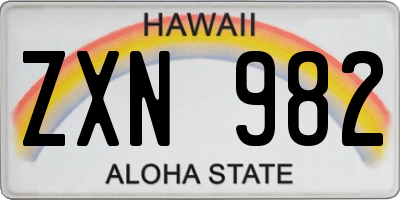 HI license plate ZXN982