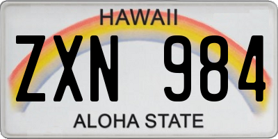 HI license plate ZXN984
