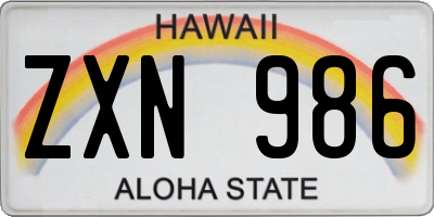 HI license plate ZXN986