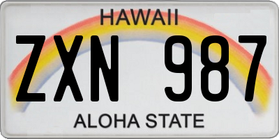 HI license plate ZXN987
