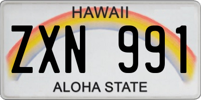 HI license plate ZXN991