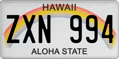 HI license plate ZXN994