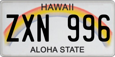 HI license plate ZXN996