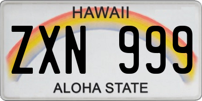 HI license plate ZXN999