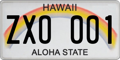 HI license plate ZXO001