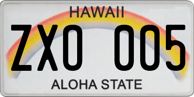 HI license plate ZXO005