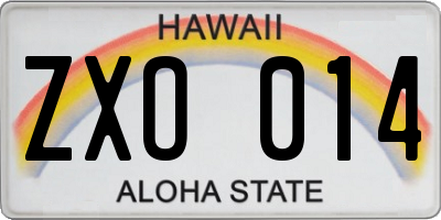 HI license plate ZXO014