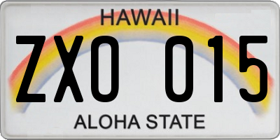 HI license plate ZXO015