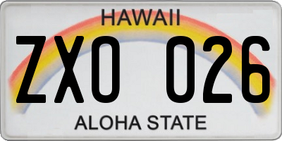 HI license plate ZXO026