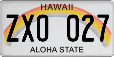 HI license plate ZXO027