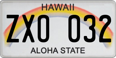 HI license plate ZXO032