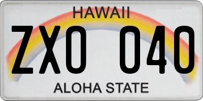 HI license plate ZXO040