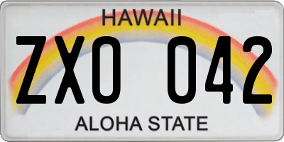 HI license plate ZXO042
