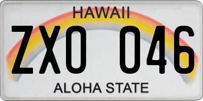 HI license plate ZXO046