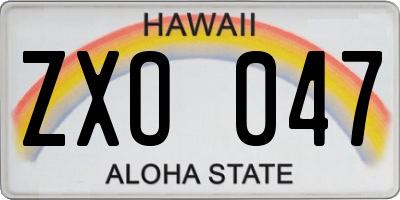 HI license plate ZXO047