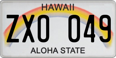 HI license plate ZXO049