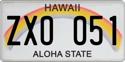 HI license plate ZXO051