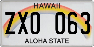 HI license plate ZXO063
