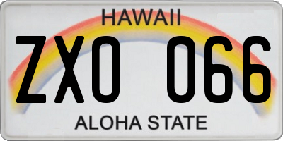 HI license plate ZXO066