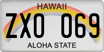 HI license plate ZXO069