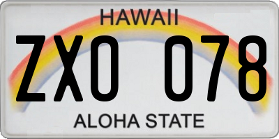 HI license plate ZXO078