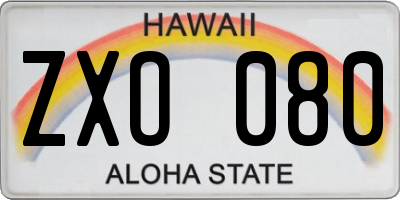 HI license plate ZXO080