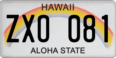 HI license plate ZXO081