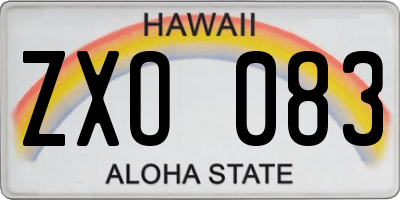 HI license plate ZXO083