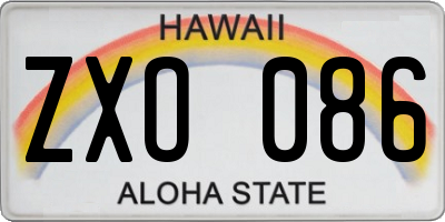 HI license plate ZXO086