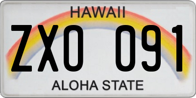 HI license plate ZXO091