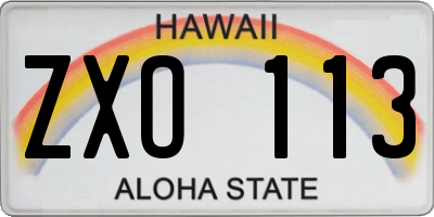 HI license plate ZXO113