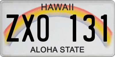 HI license plate ZXO131