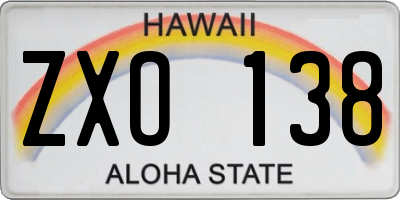 HI license plate ZXO138