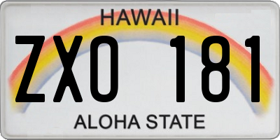 HI license plate ZXO181