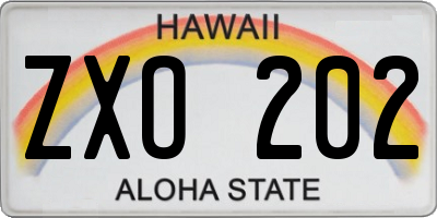 HI license plate ZXO202