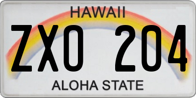 HI license plate ZXO204