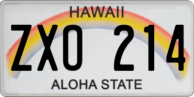 HI license plate ZXO214