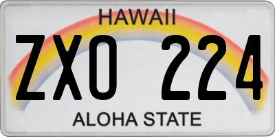 HI license plate ZXO224
