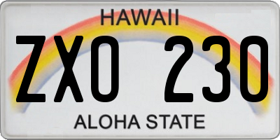 HI license plate ZXO230
