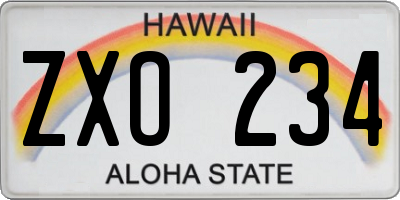 HI license plate ZXO234