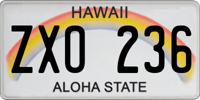 HI license plate ZXO236