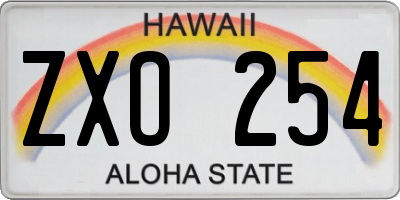 HI license plate ZXO254