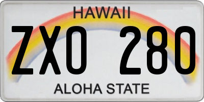 HI license plate ZXO280