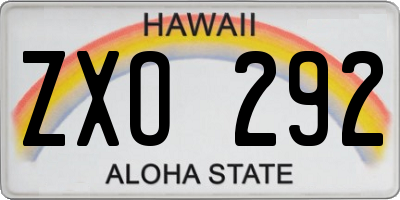HI license plate ZXO292
