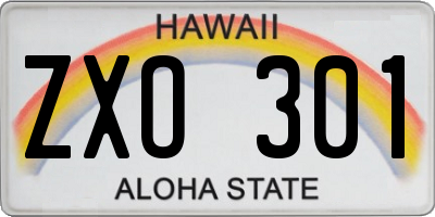HI license plate ZXO301