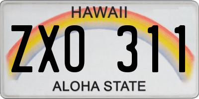 HI license plate ZXO311