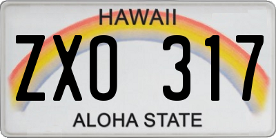 HI license plate ZXO317